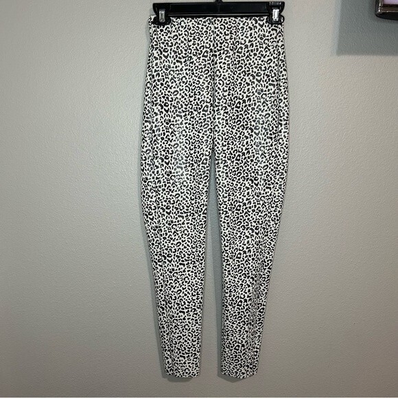 ZARA faux patent leather black & white leopard print pull on pants size XS - Picture 3 of 10